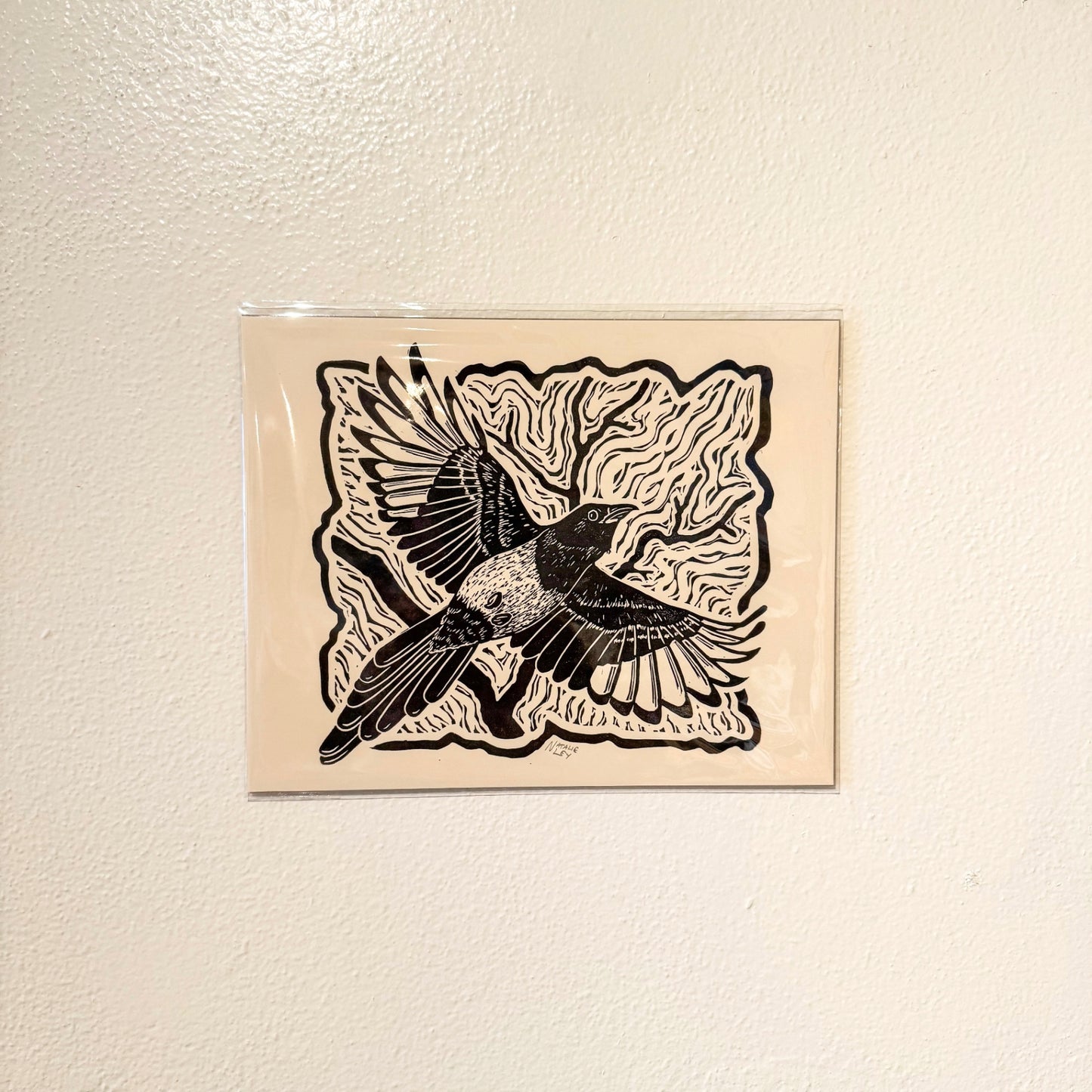 "Magpie" 8 x 10 Black Ink on Cream
