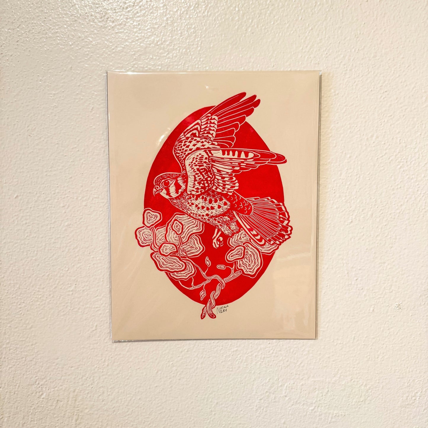 "Kestrel" 8.5 x 11 Red on Cream