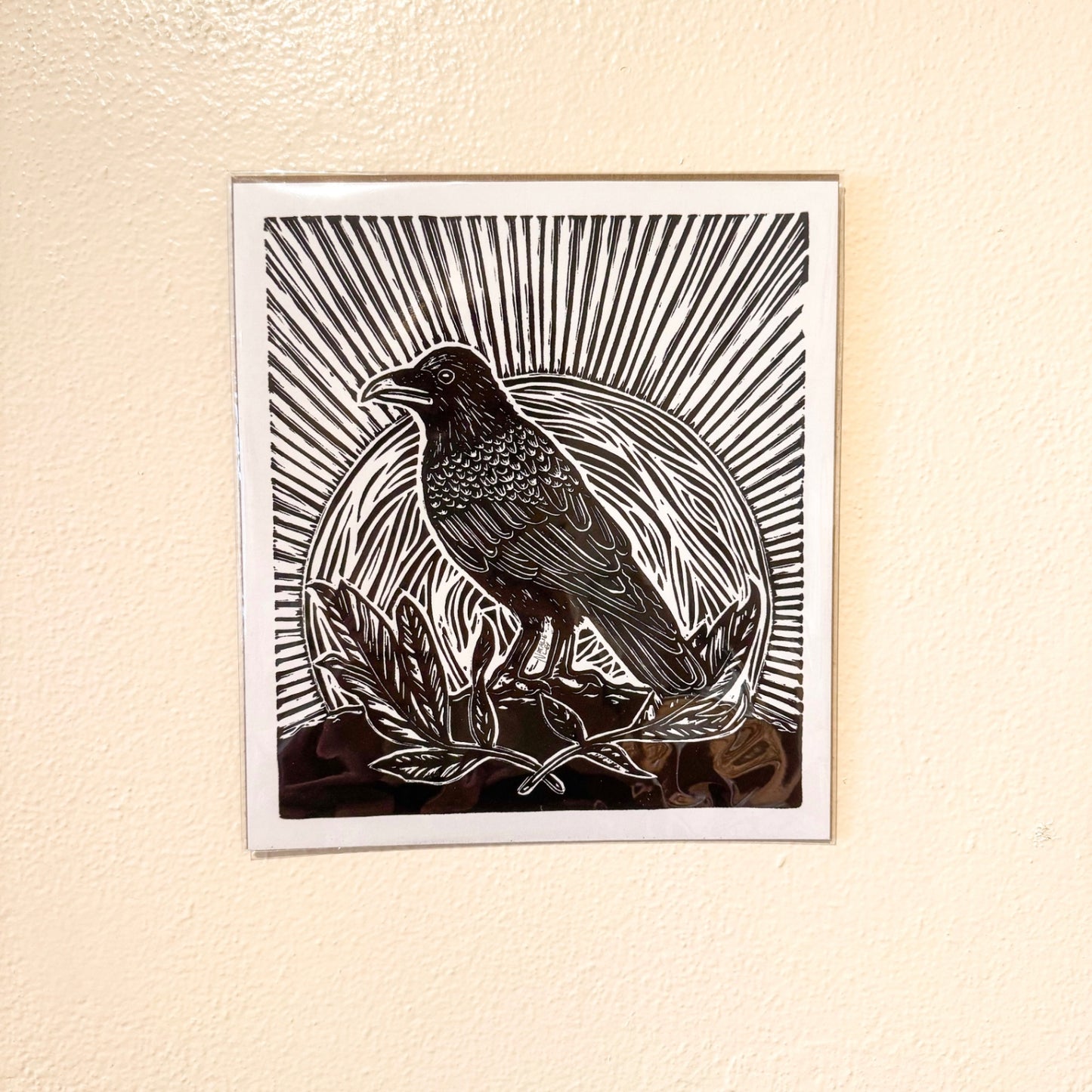 "Raven" 8 x 9.5 Black Ink on White