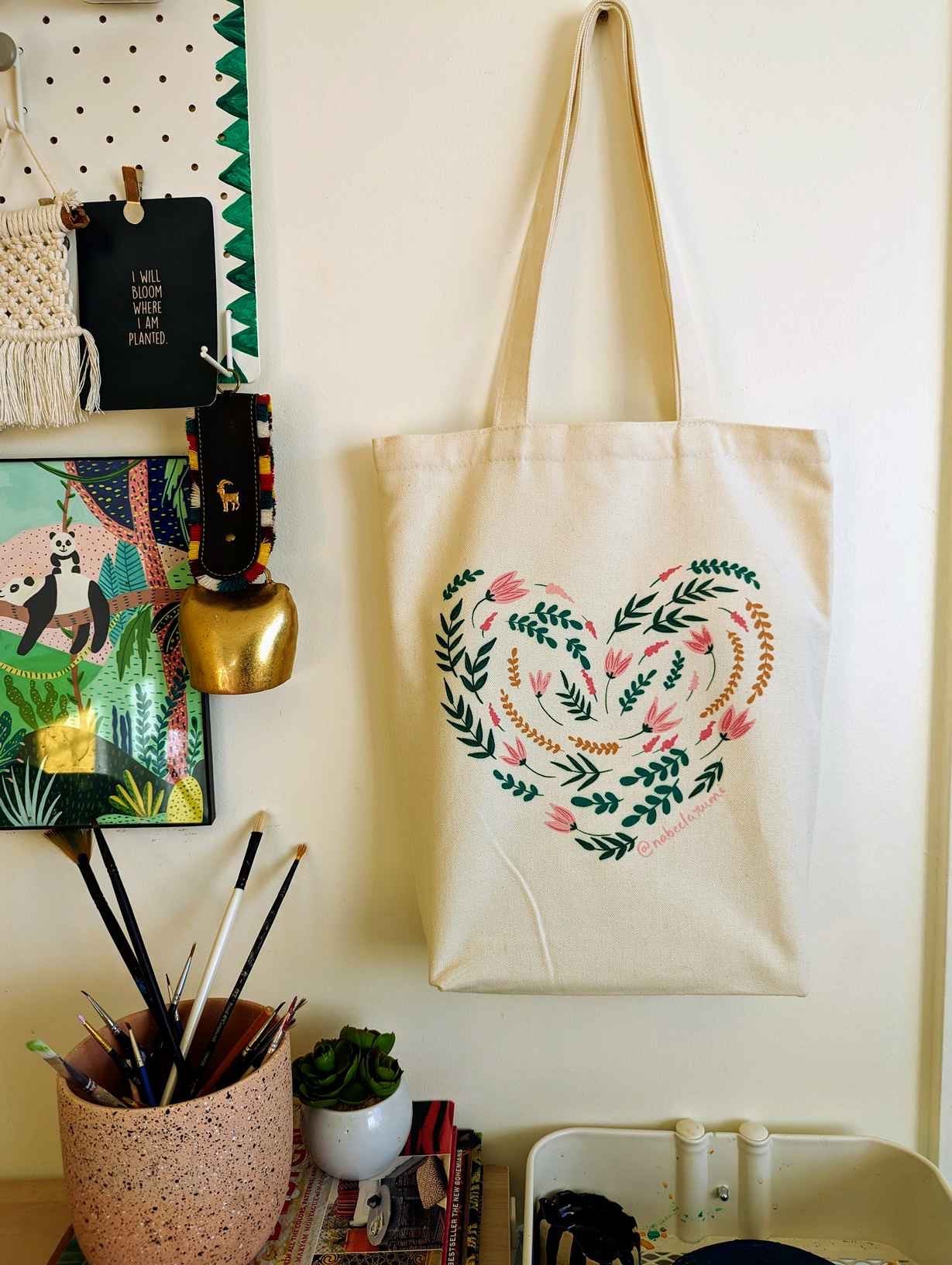 Floral Heart Tote Bag