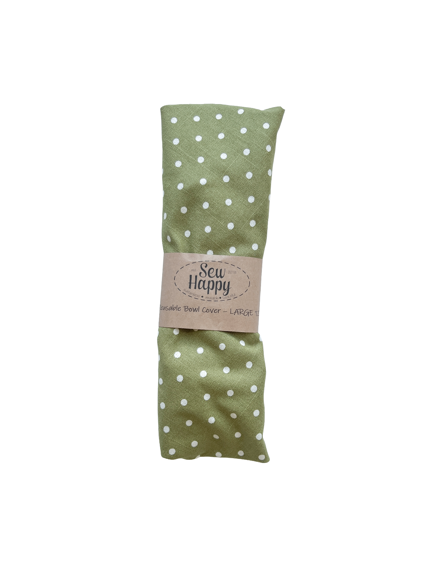 Large Reusable Bowl Cover - White and Green Polka Dot