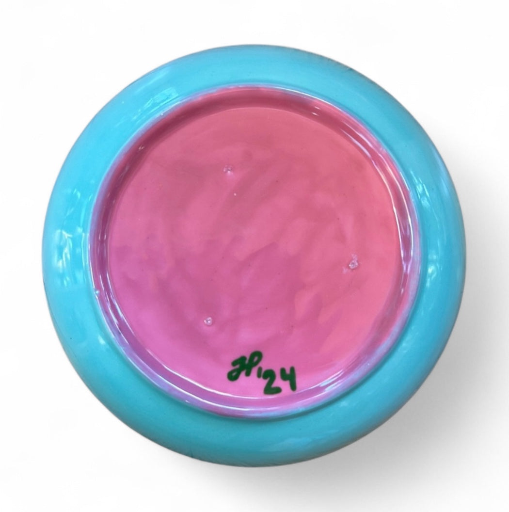 Round Dish - Turquoise Flowers