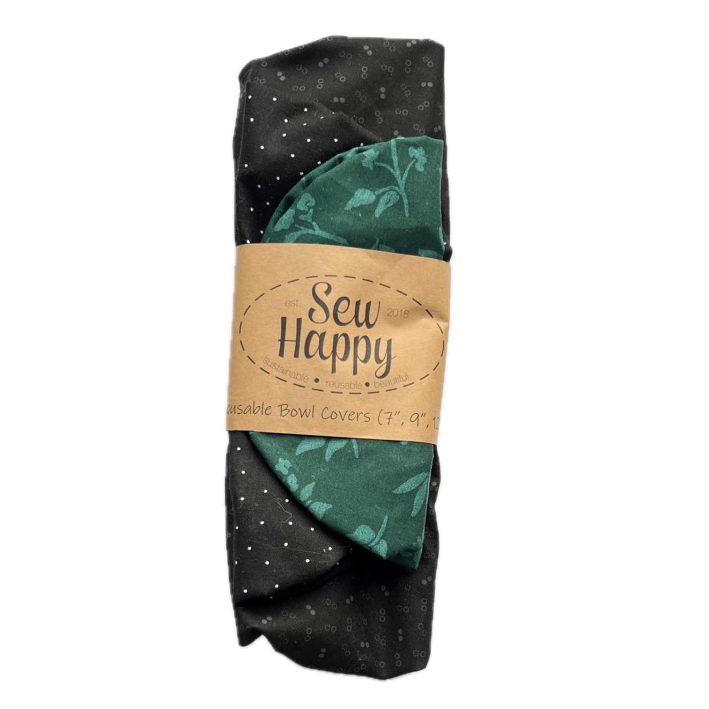 Set of 3 Bowl Covers - Black and Green