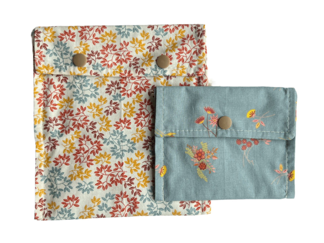 Reusable Snack and Sandwich Bags - Leaves & Blue Floral