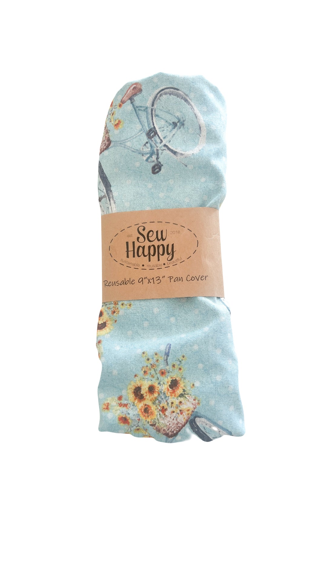 Reusable 9" x 13" Pan Cover - Floral Bicycles