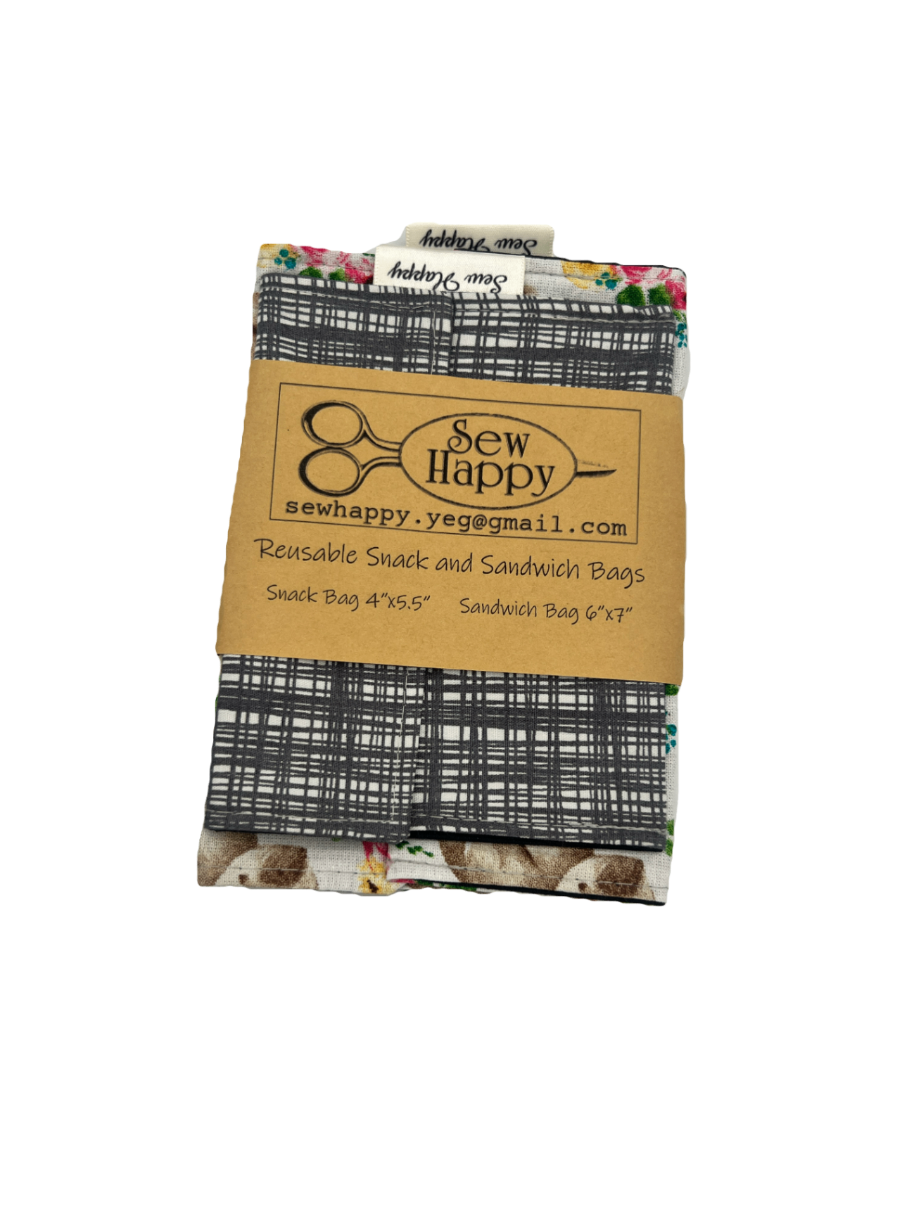 Reusable Snack and Sandwich Bags - Crosshatching/Forest Creatures