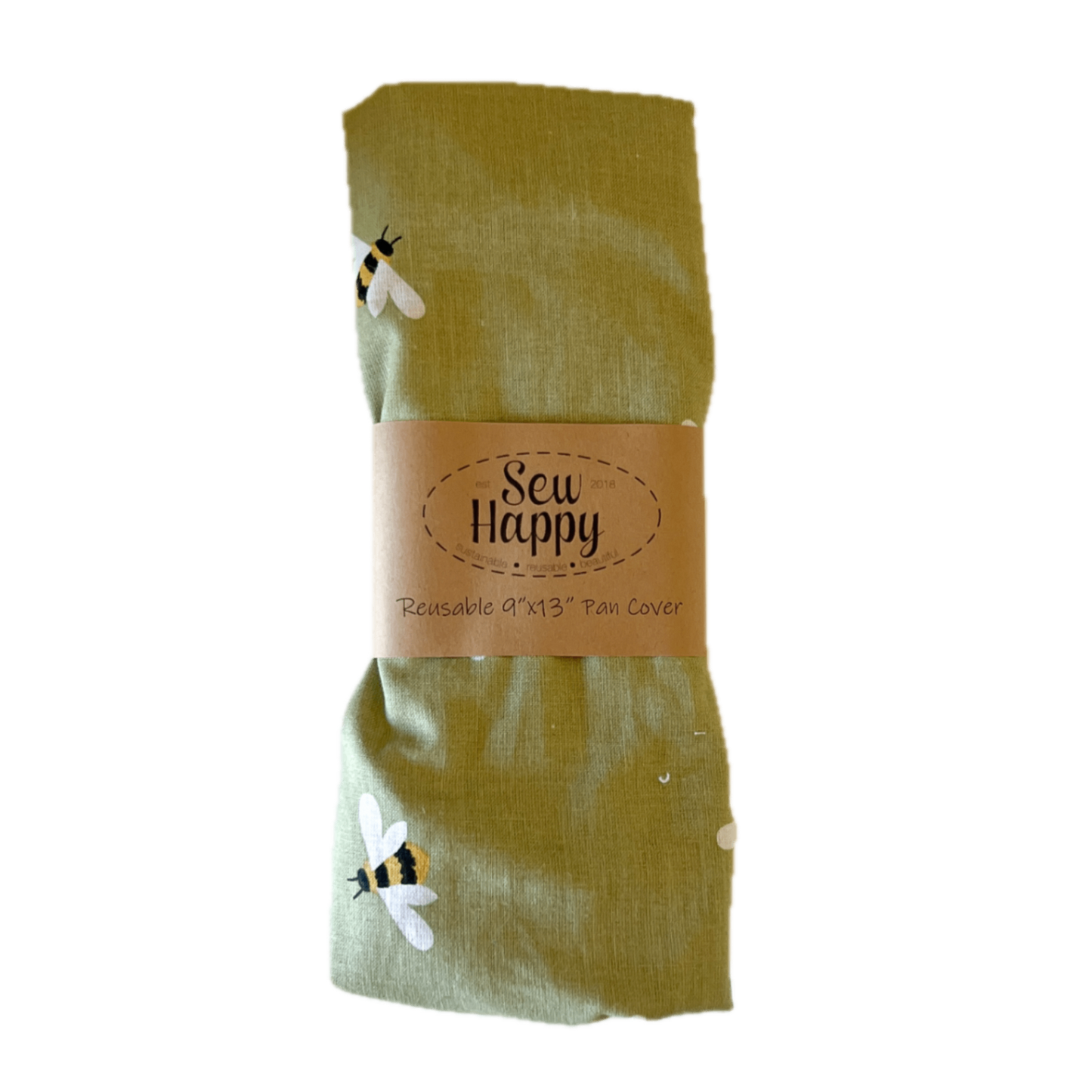 Reusable Pan Cover 9''x13'' - Green Bees