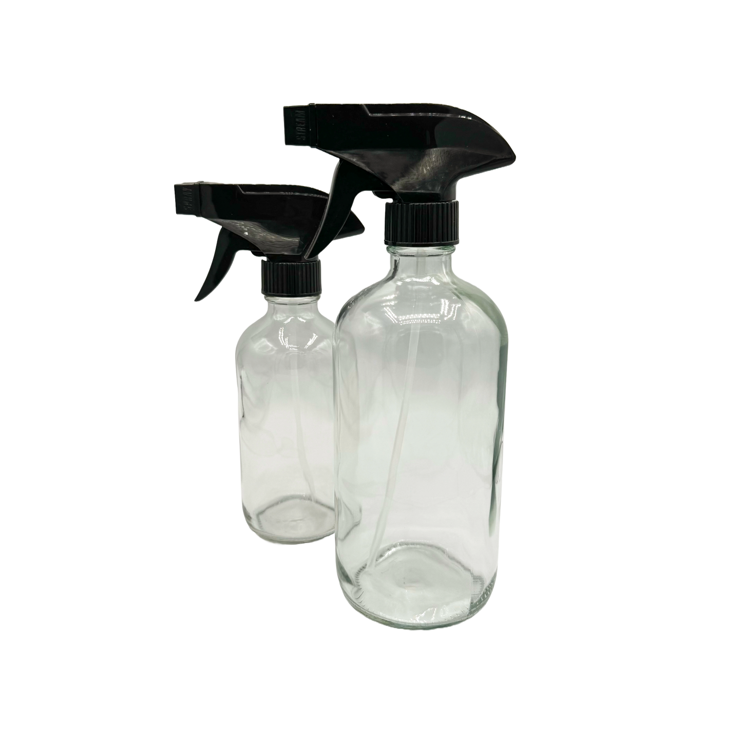 Clear Glass Bottle with Black Trigger Spray