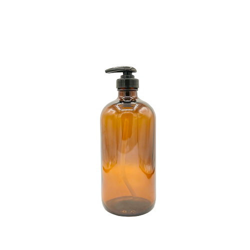 Amber Glass Bottle with Black Pump