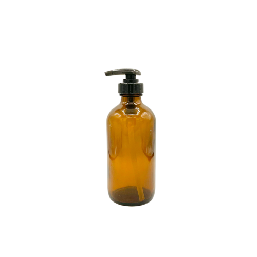 Amber Glass Bottle with Black Pump