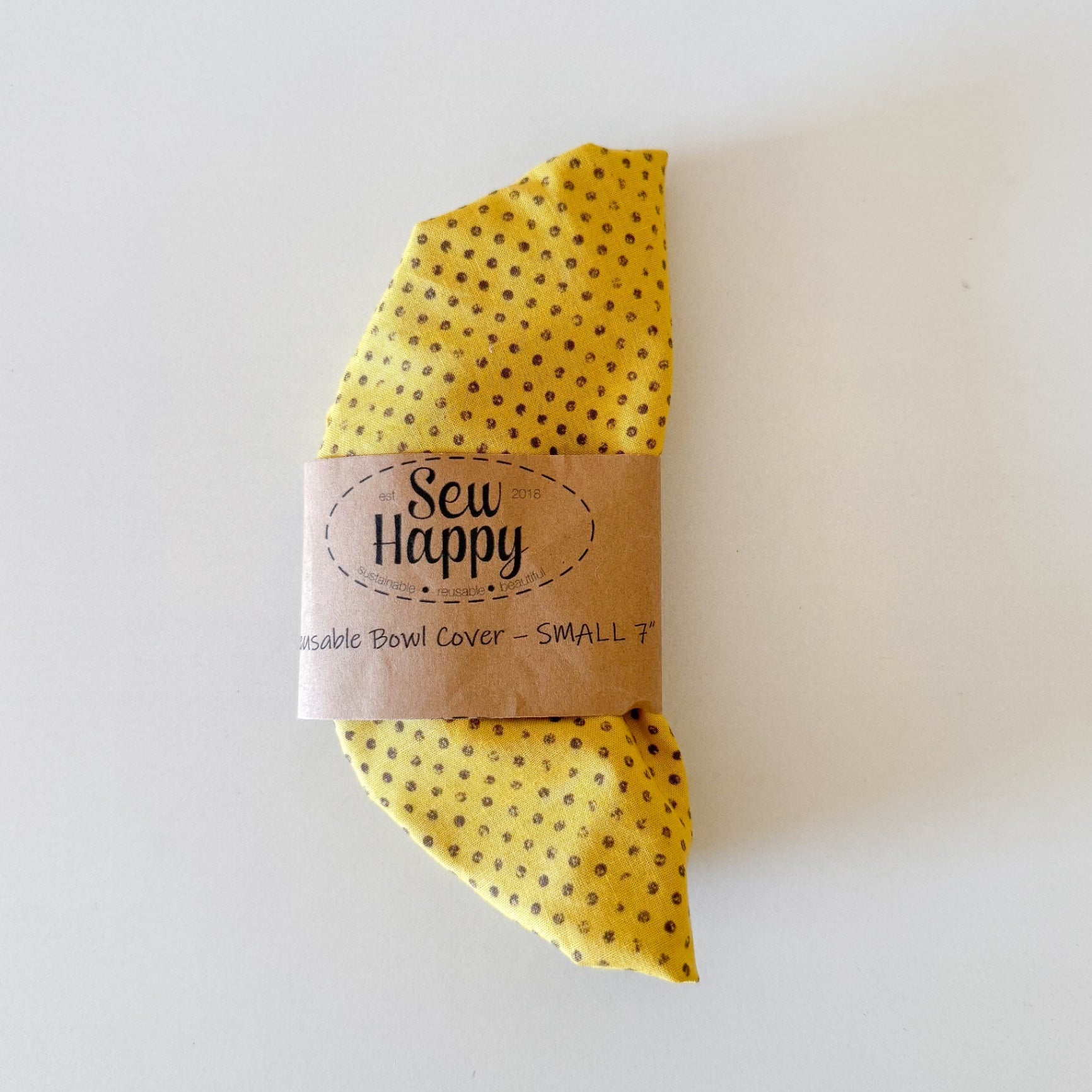Small Reusable Bowl Cover - Yellow Polka Dots