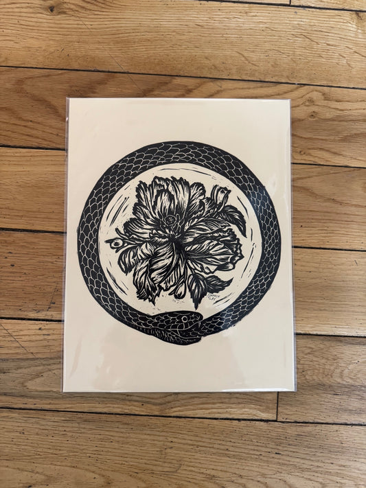 Snake & Flower Hand Print