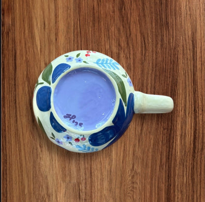 Yellow floral latte mug