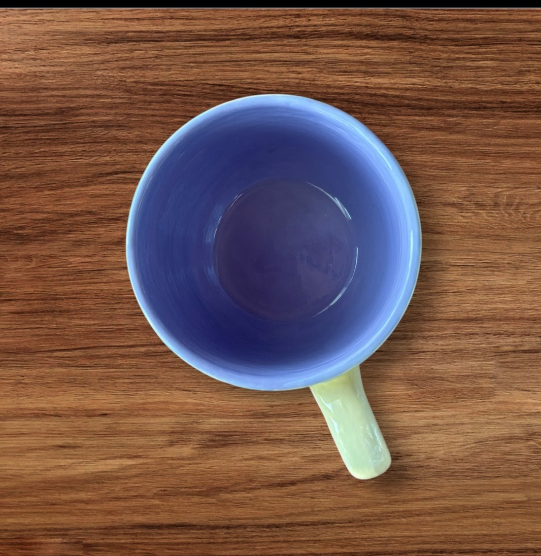 Yellow floral latte mug