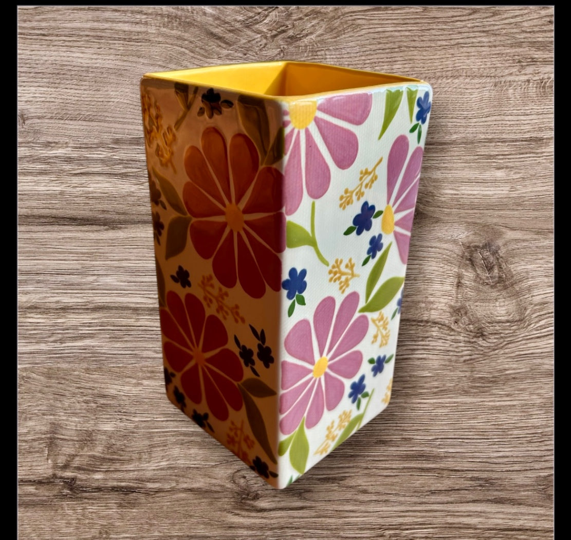 Square floral vase