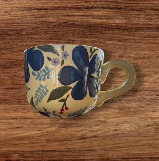 Yellow floral latte mug