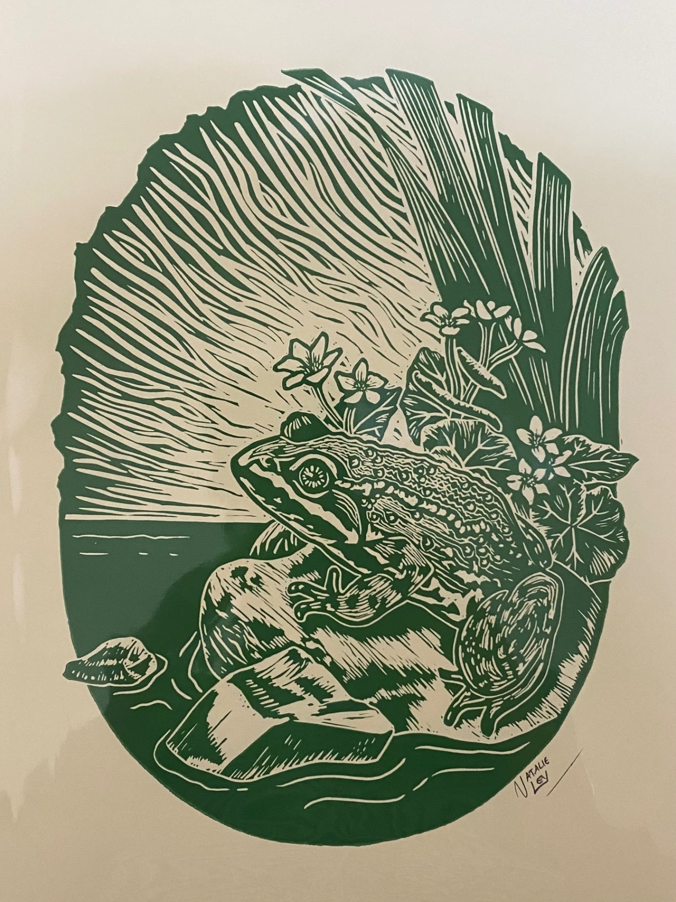 "Columbia Spotted Frog" Lino Print