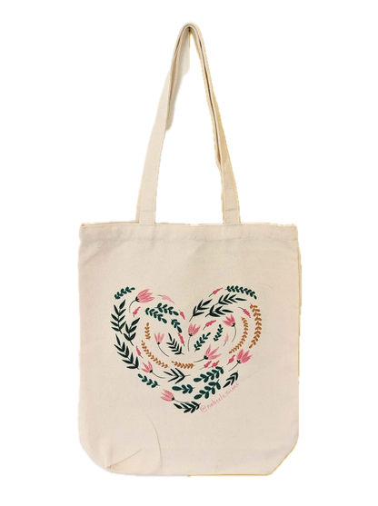 Floral Heart Tote Bag