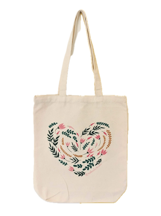 Floral Heart Tote Bag