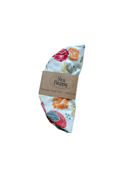 Medium Reusable Bowl Cover - Flowers and Birds