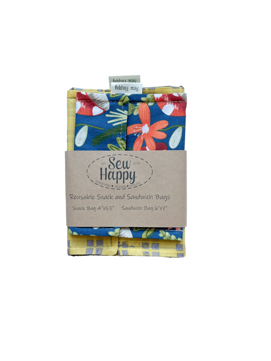 Reusable Snack and Sandwich Bags - Garden Floral