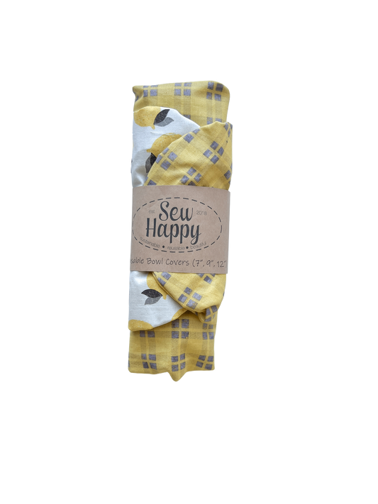 Set of 3 Reusable Bowl Covers - Lemon