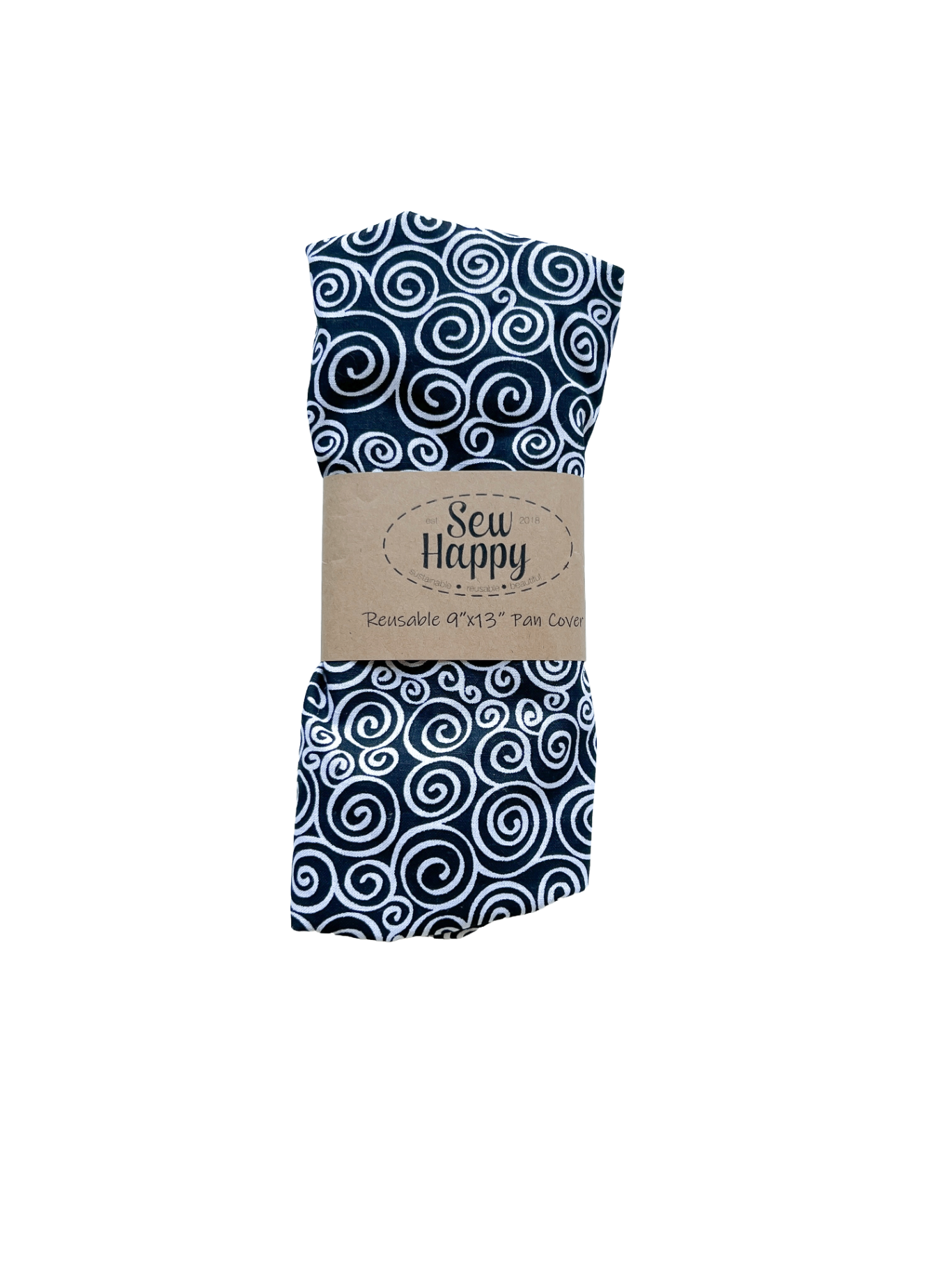 Reusable 9"x13" Pan Cover - Black and White Swirls