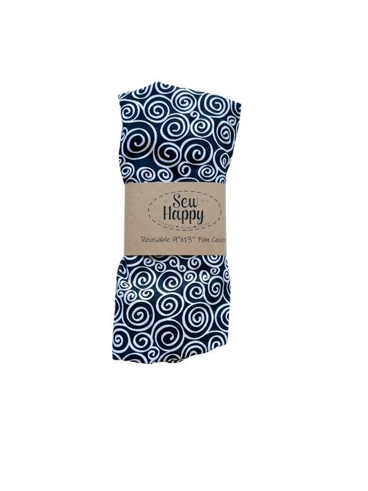 Reusable 9"x13" Pan Cover - Black and White Swirls