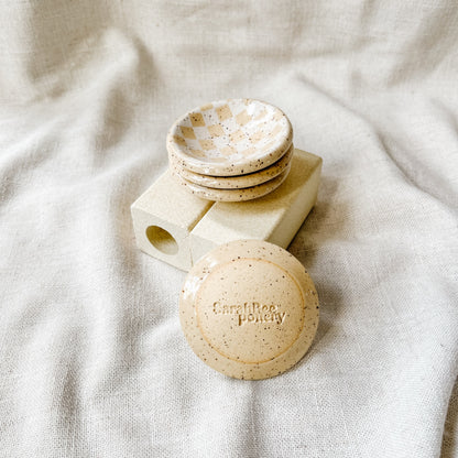 Mini Trinket Dish - White Checkers