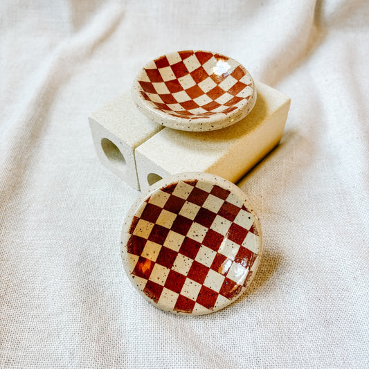 Mini Trinket Dish - Brown Checkers