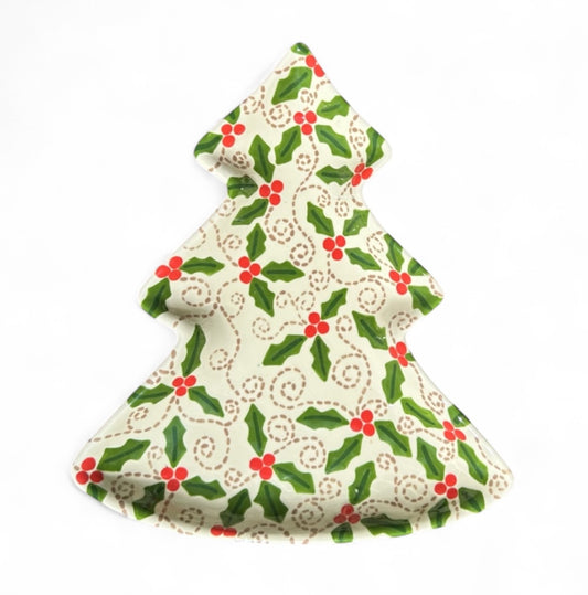 Christmas Tree Plate - Holly Print