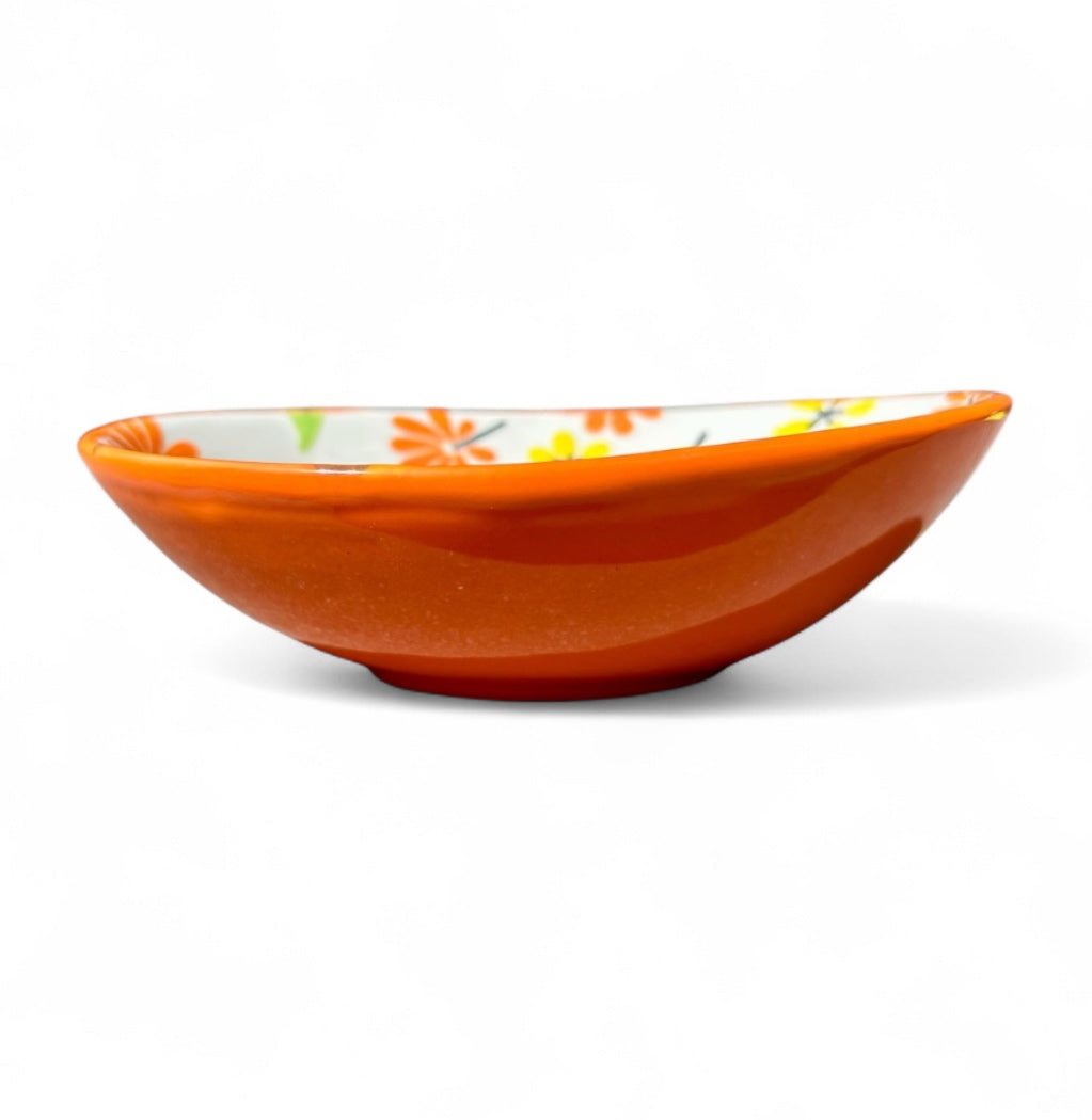 Oval Bowl - Orange Florals