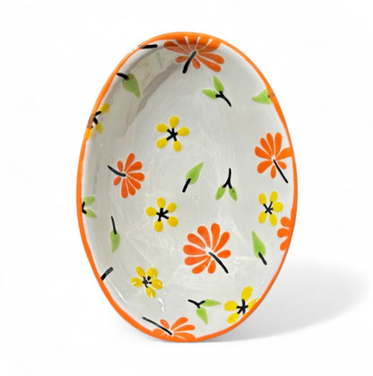 Oval Bowl - Orange Florals