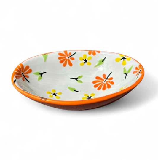 Oval Bowl - Orange Florals