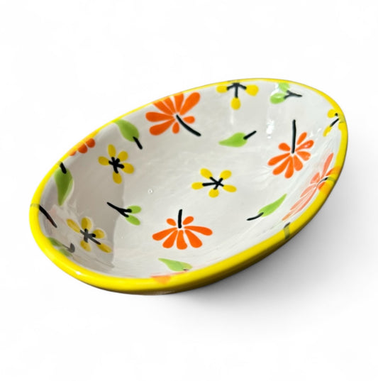 Oval Bowl - Yellow Florals