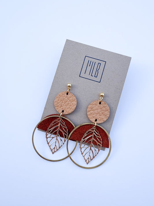 Autumn Gold Leaf Stud Earrings