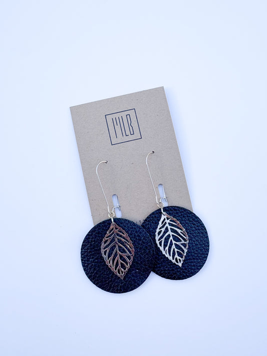 Black Leaf Hook Earrings