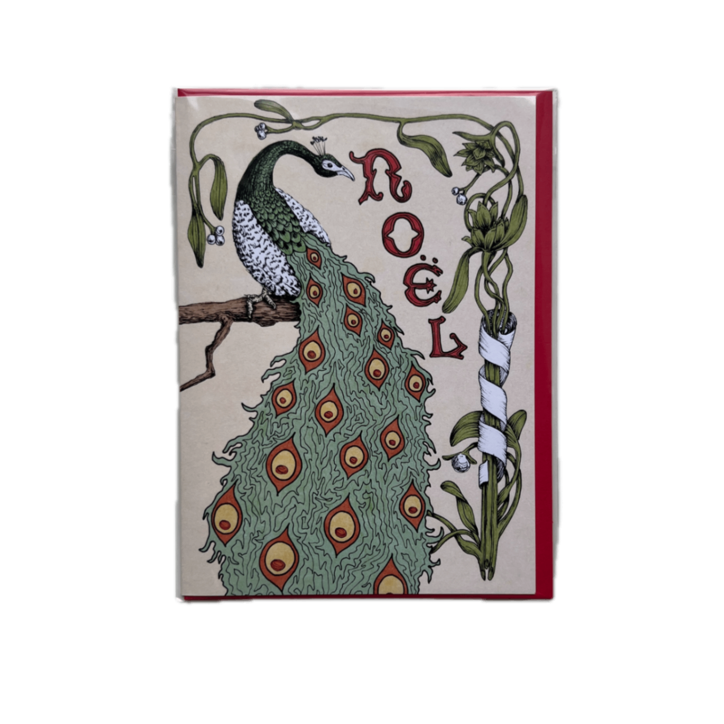 "Noel" Peacock Card 