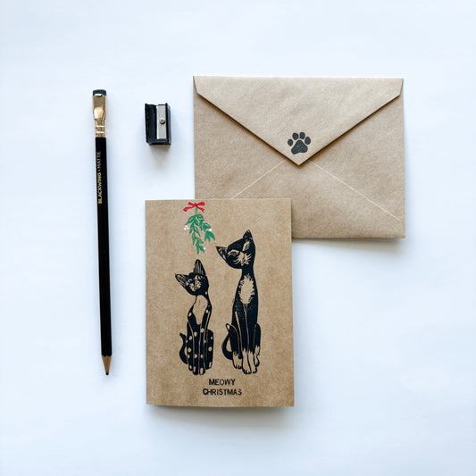 Meowy Christmas Card (brown)
