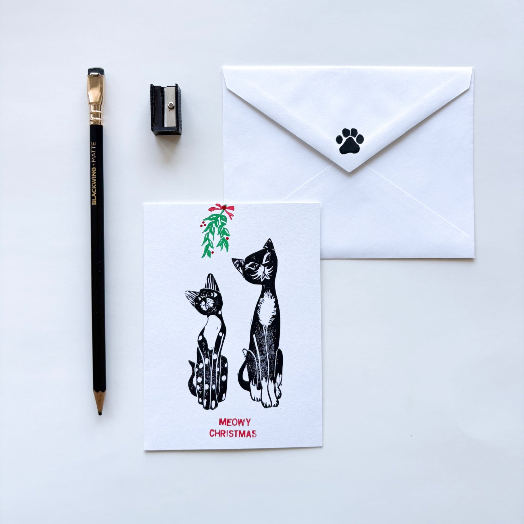 Meowy Christmas Card (white)