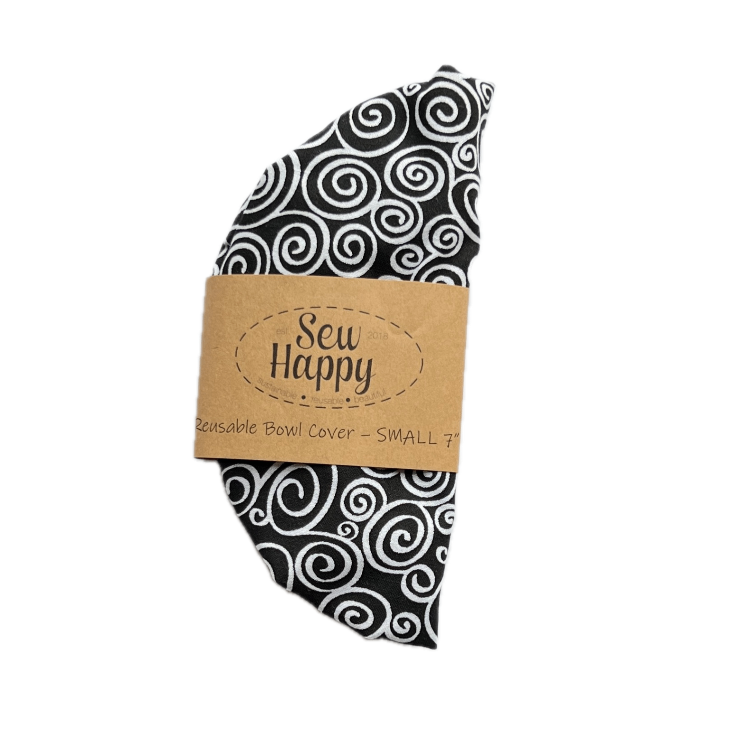 Small Reusable Bowl Cover - Black and White Swirl
