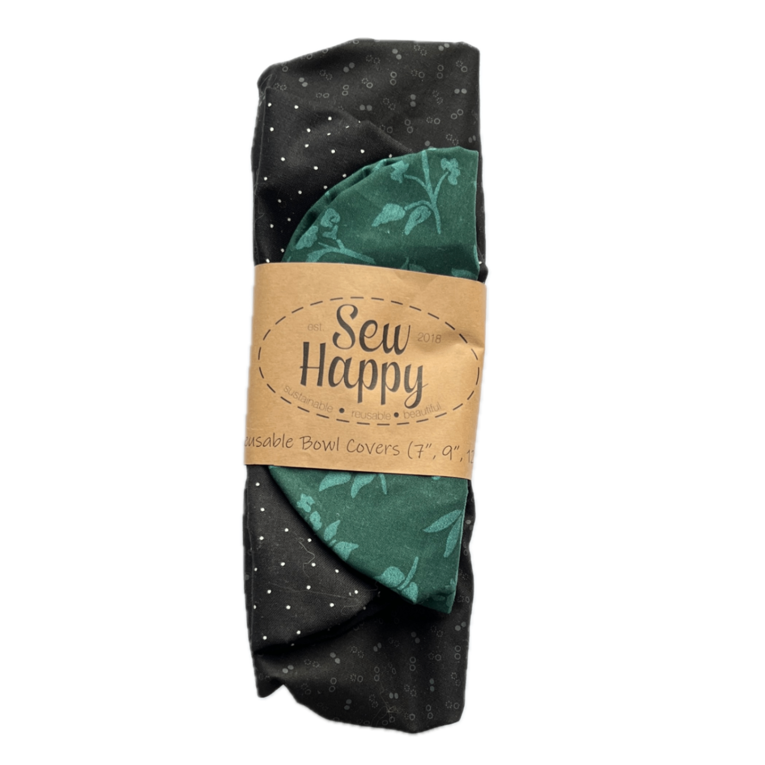 Set of 3 Bowl Covers - Black and Green