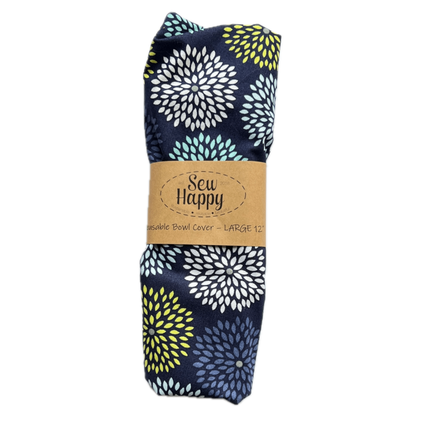 Large Reusable Bowl Cover - Navy Flower Print