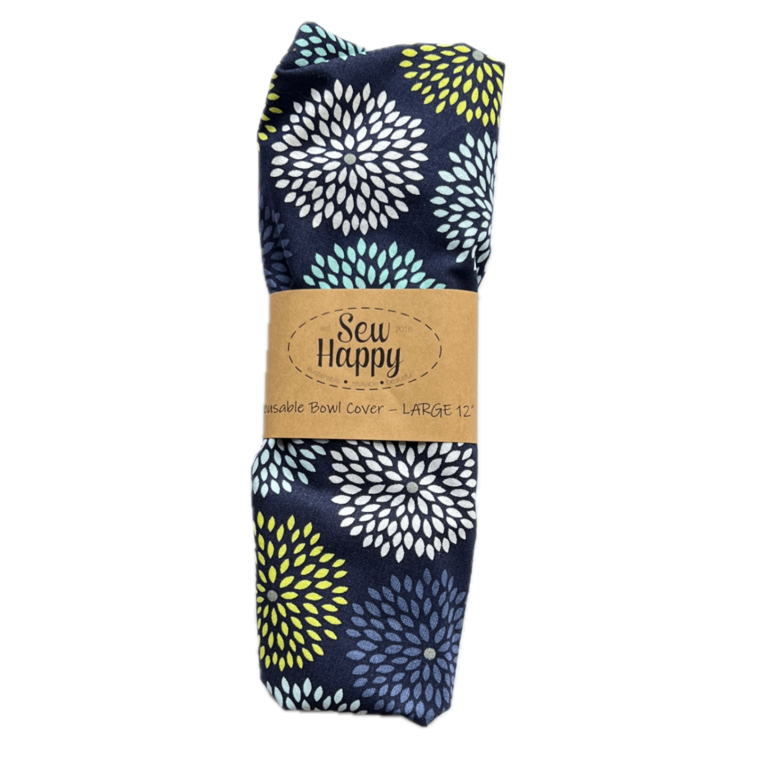 Large Reusable Bowl Cover - Navy Flower Print