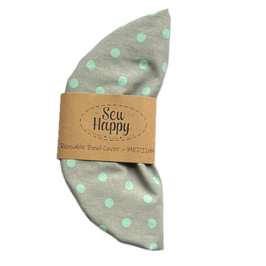 Medium Reusable Bowl Cover - Blue Polka Dots