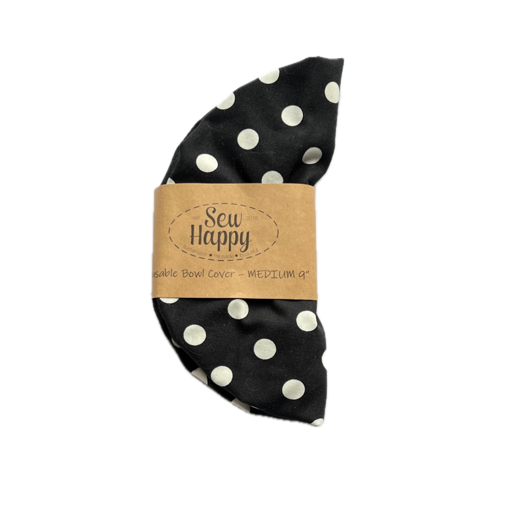 Medium Reusable Bowl Cover - Black and White Polka Dots