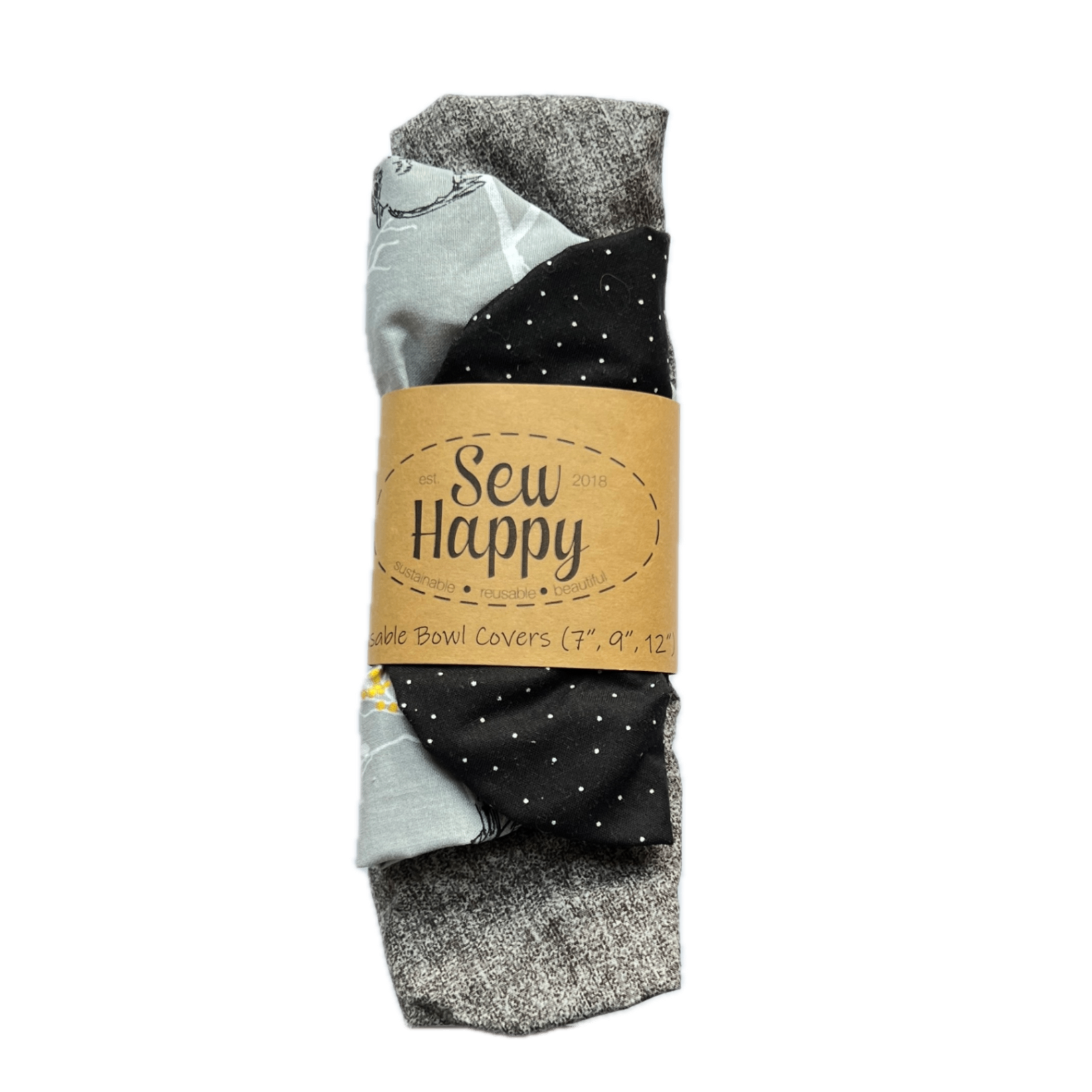 Set of 3 Bowl Covers - Greys and Blacks