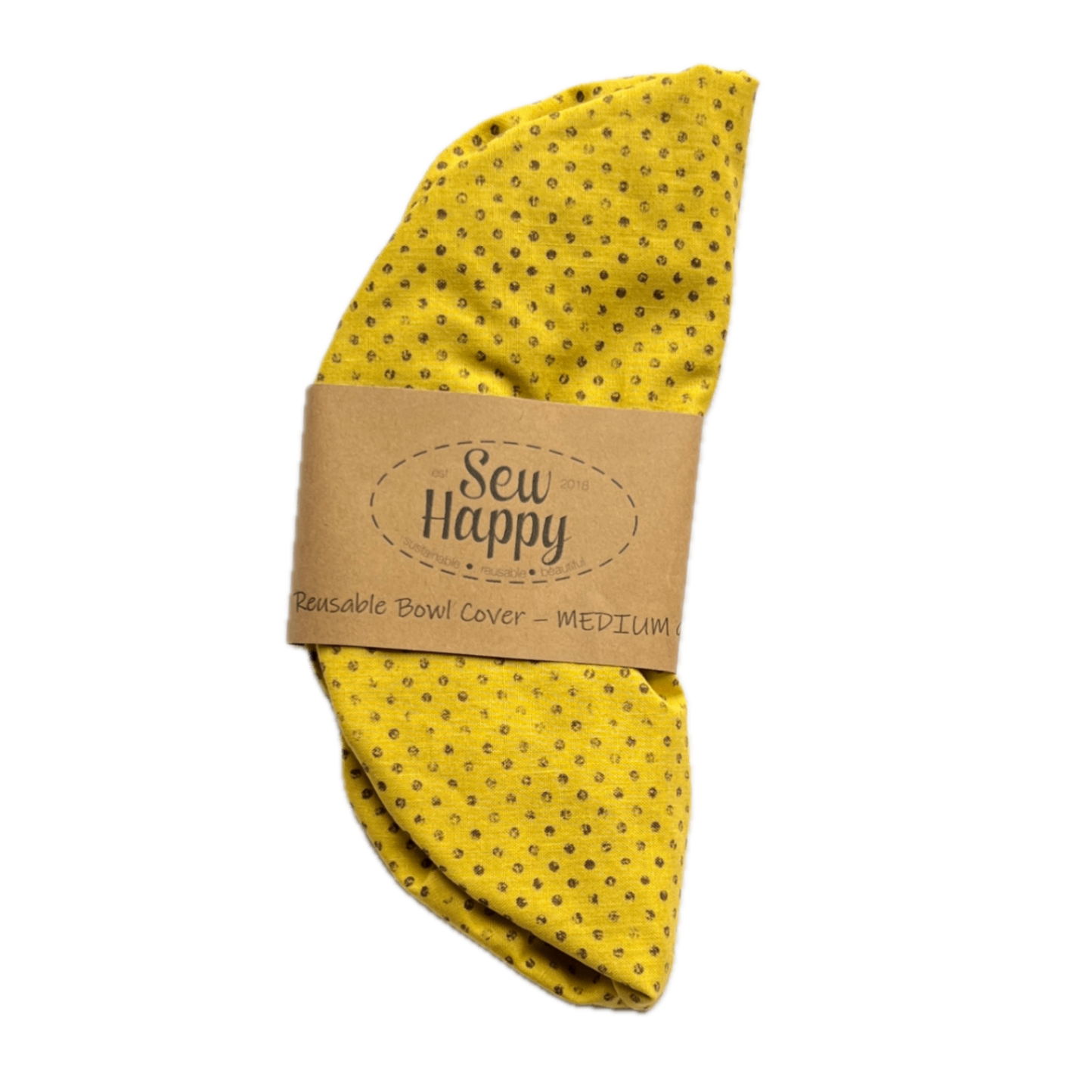 Medium Reusable Bowl Cover - Yellow Polka Dots