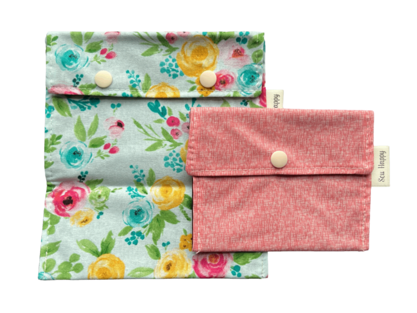 Reusable Snack and Sandwich Bags - Floral & Pink