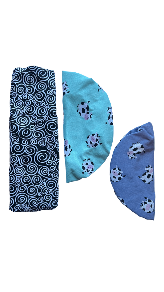 Set of 3 Bowl Covers - Swirls & Cows